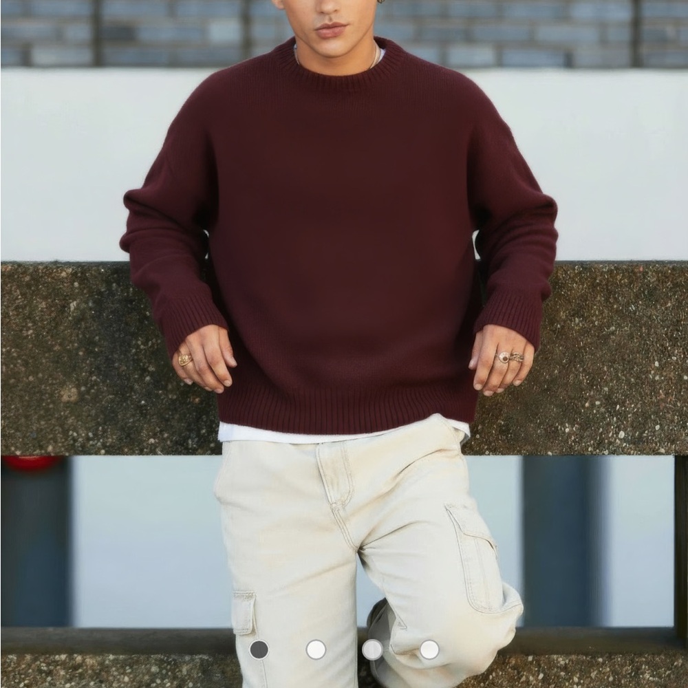 ASOS Crewneck Sweater in Deep Burgundy